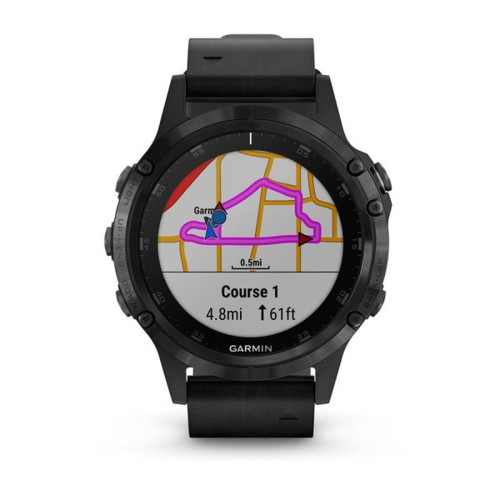 Смарт Часы Garmin Fenix 5 Plus Sapphire Black / Black Leather Band в рассрочку без первоначального взноса и переплат