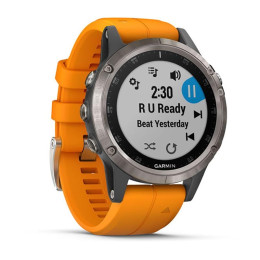 Смарт Часы Garmin Fenix 5 Plus Sapphire Titanium / Solar Flare Orange Band