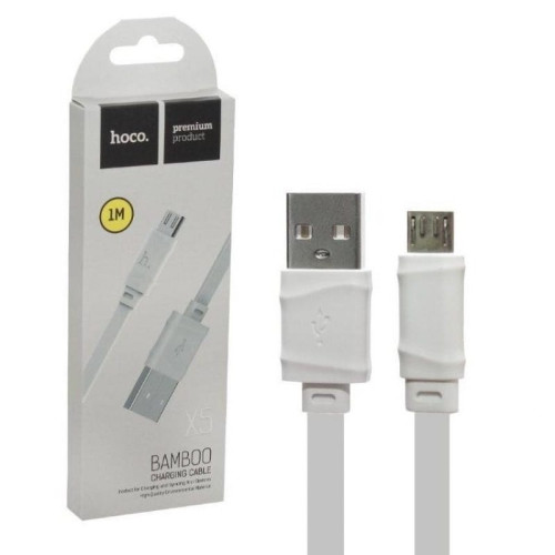 Кабель USB - MicroUSB / HOCO X5 Bamboo / 1M / Белый в рассрочку без первоначального взноса и переплат
